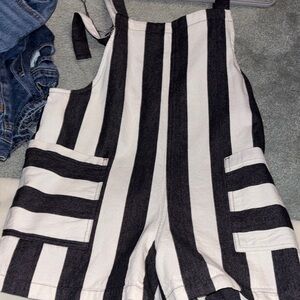 Double Zero Black and White Striped Romper